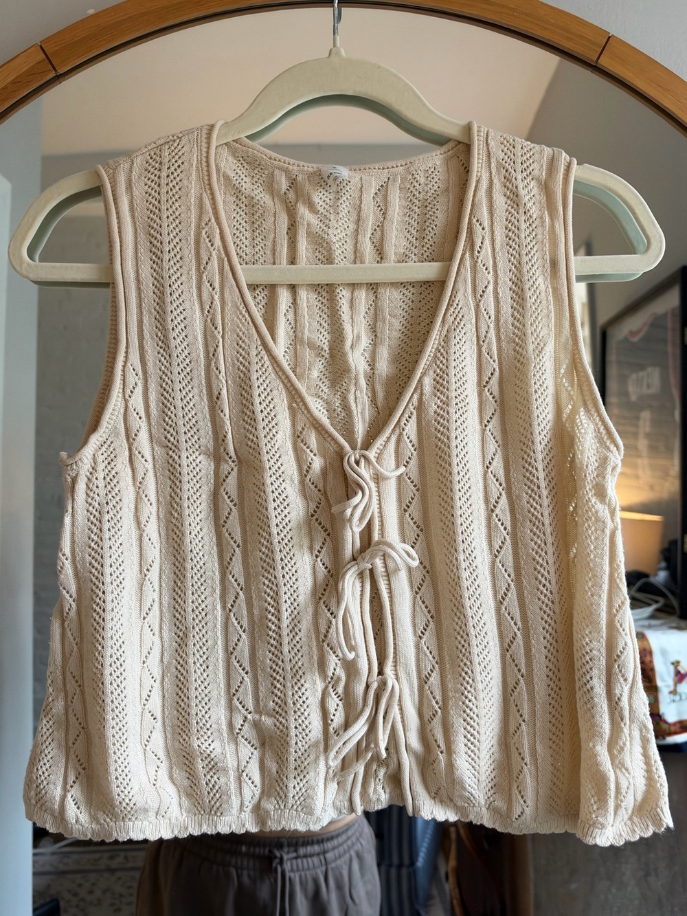 Old Navy Women’s Cream Knit Tie-Front Vest